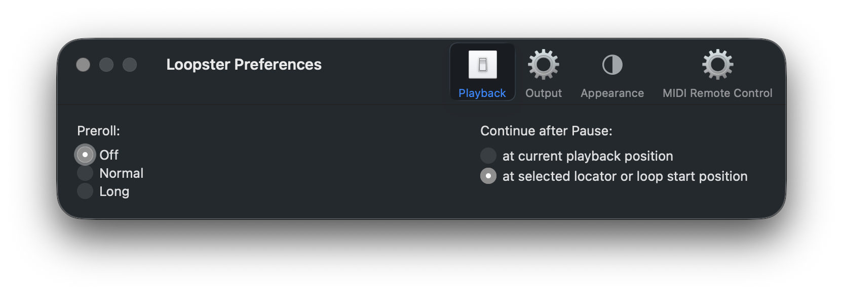 Playback preferences