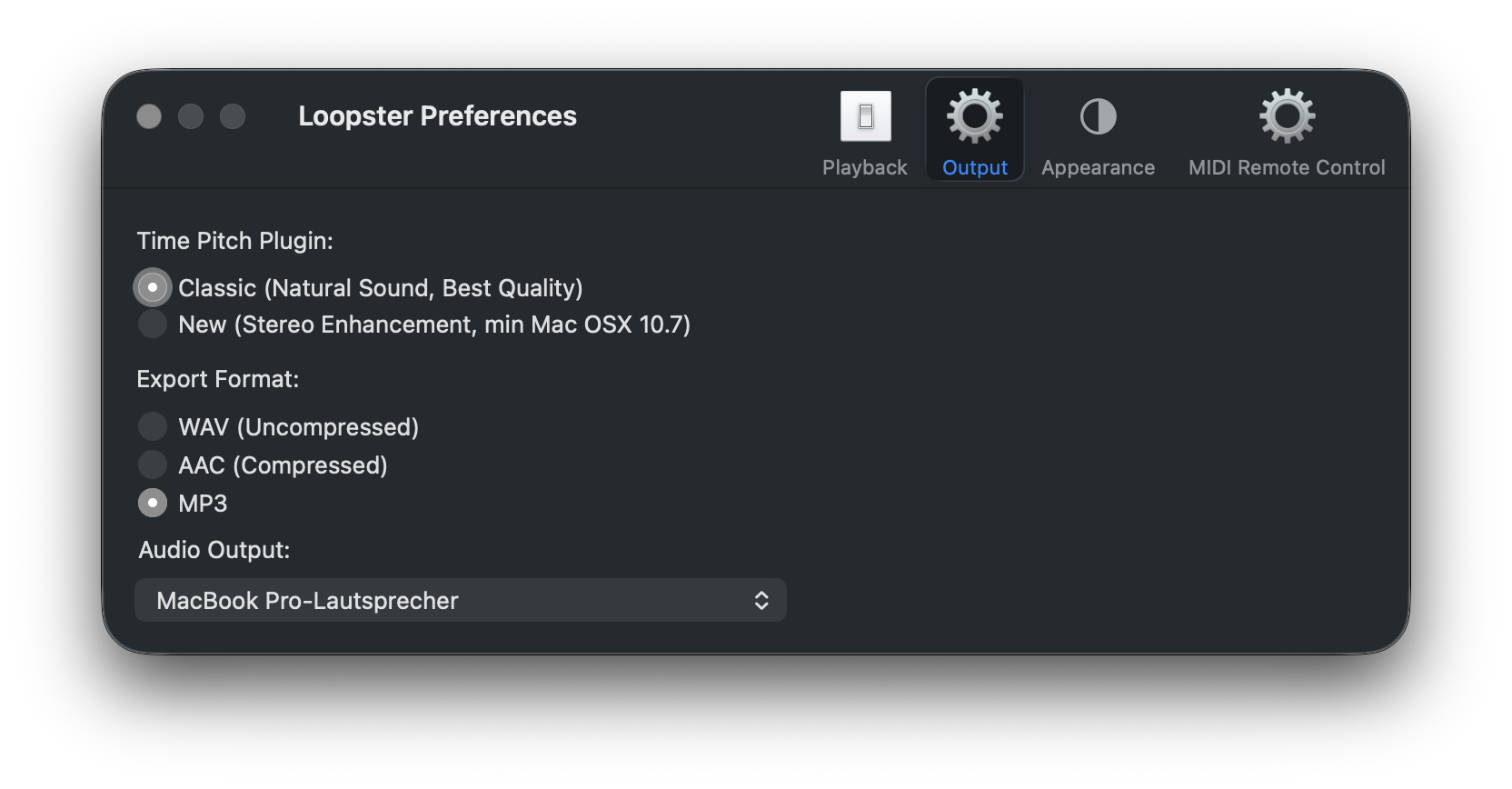 Output preferences